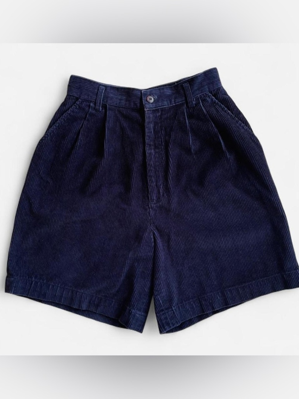 Vintage Princeton Club Dark Navy Blue Corduroy High Waisted Shorts Summer Preppy